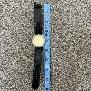 Black leather band watch